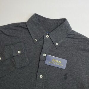 NEW Polo Ralph Lauren Featherweight Mesh Sport Shirt Mens Small Gray Long Sleeve